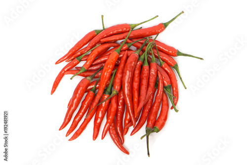 group of hot chili peppers isolated on a white background