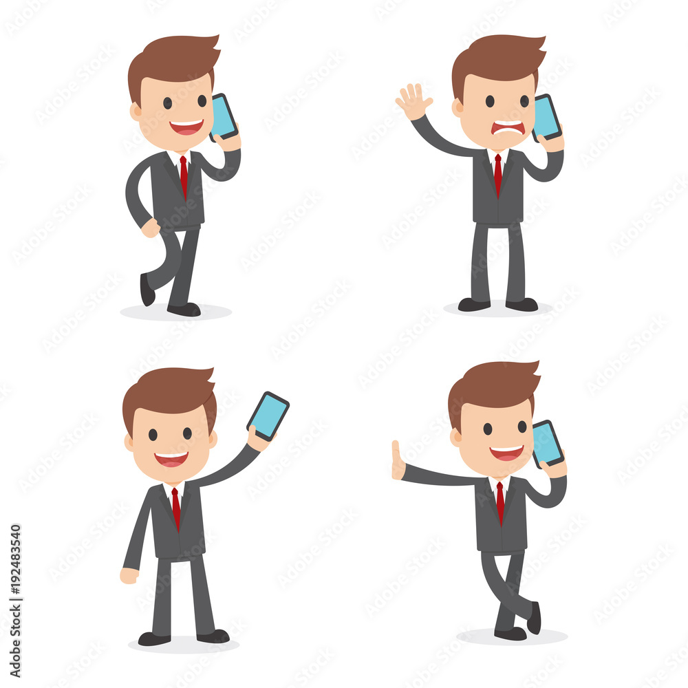Funny Cartoon Businessman on the Phone Funny Cartoon Businessman on the Phone