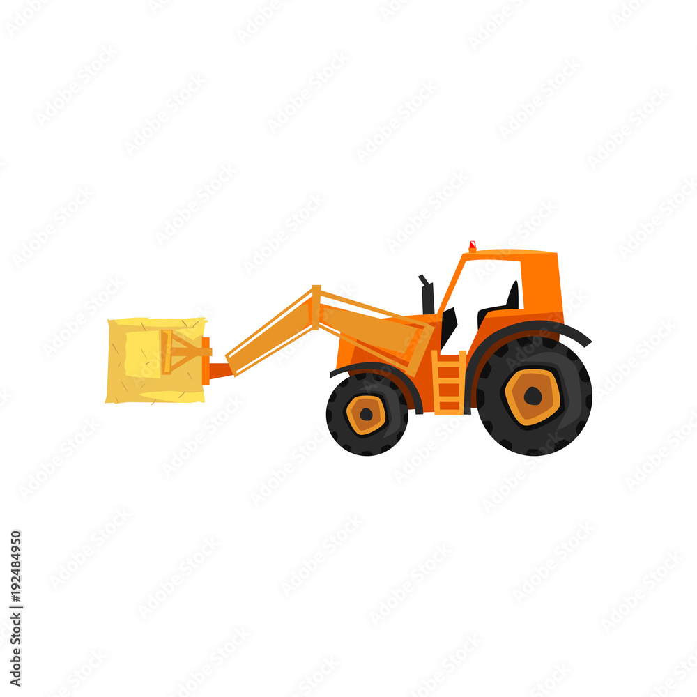 Loader tractor, agricultural machinery vector Illustration on a white background