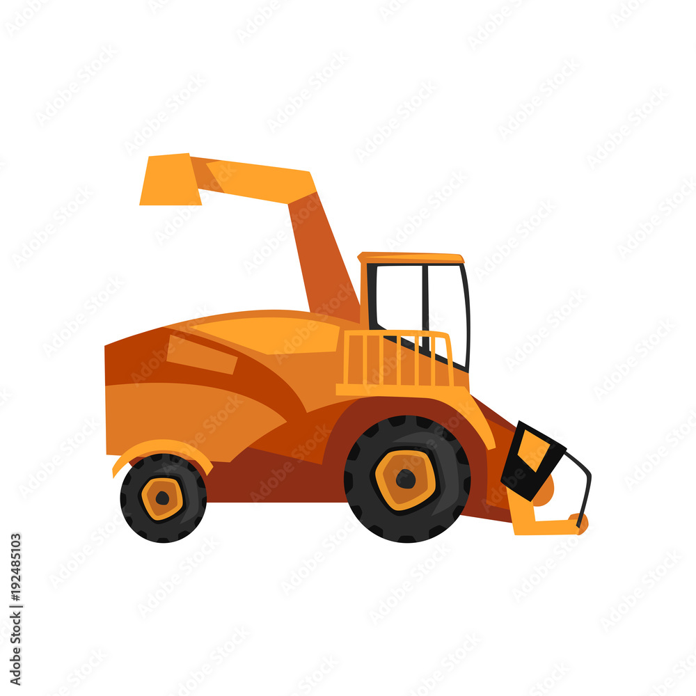 Fototapeta premium Harvester machine, combine, farm machinery vector Illustration