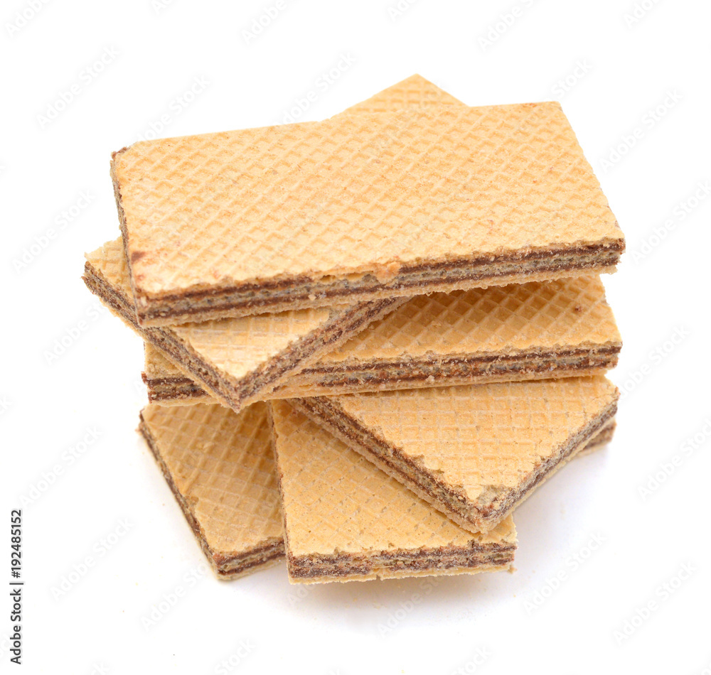 Wafers with chocolate on a white background Wafers with chocolate on a white background