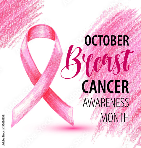 Pink Ribbon symbol drawing for breast cancer