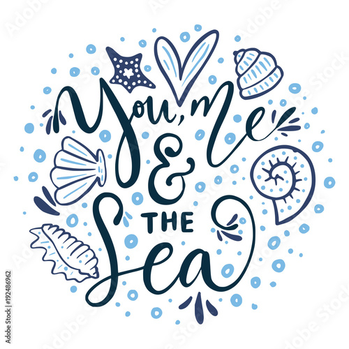 You  me   the sea. Vector card