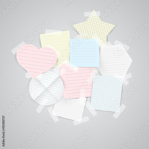 Paper labels with sellotape, vector.