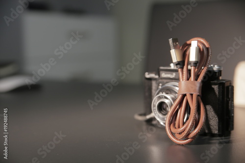 Leather charging cable