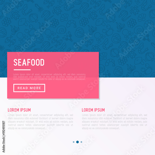 Seafood concept with thin line icons: lobster, fish, shrimp, octopus, oyster, eel, seaweed, crab, ramp, turtle. Modern vector illustration for restaurant menu.