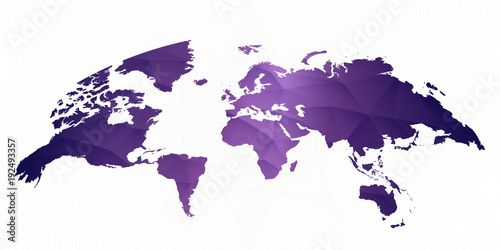 Fototapeta Naklejka Na Ścianę i Meble -  World map on abstract lined background in Gradient Ultra Violet Color.