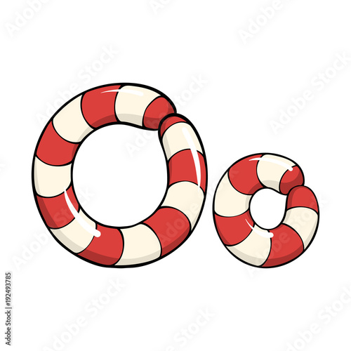 Hand drawn vector candy cane letter O