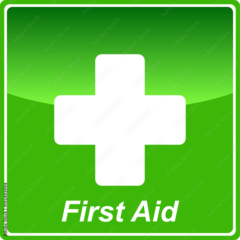 Fototapeta premium First aid green icon - vector