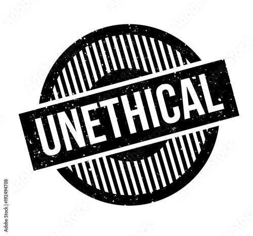 Unethical rubber stamp. Grunge design with dust scratches. Effects can be easily removed for a clean, crisp look. Color is easily changed.