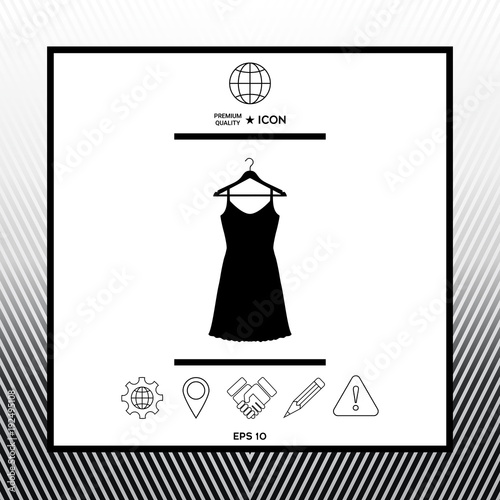 Sundress, Evening dress, combination or nightie on the wardrobe hanger , the silhouette. Menu item in the web design