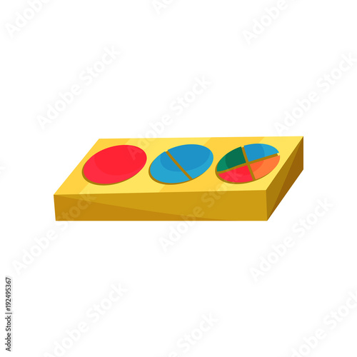 Geometric sorting board. Concept of educational children s game. Fun and rewarding play. Graphic design for web or mobile app. Colorful flat vector illustration