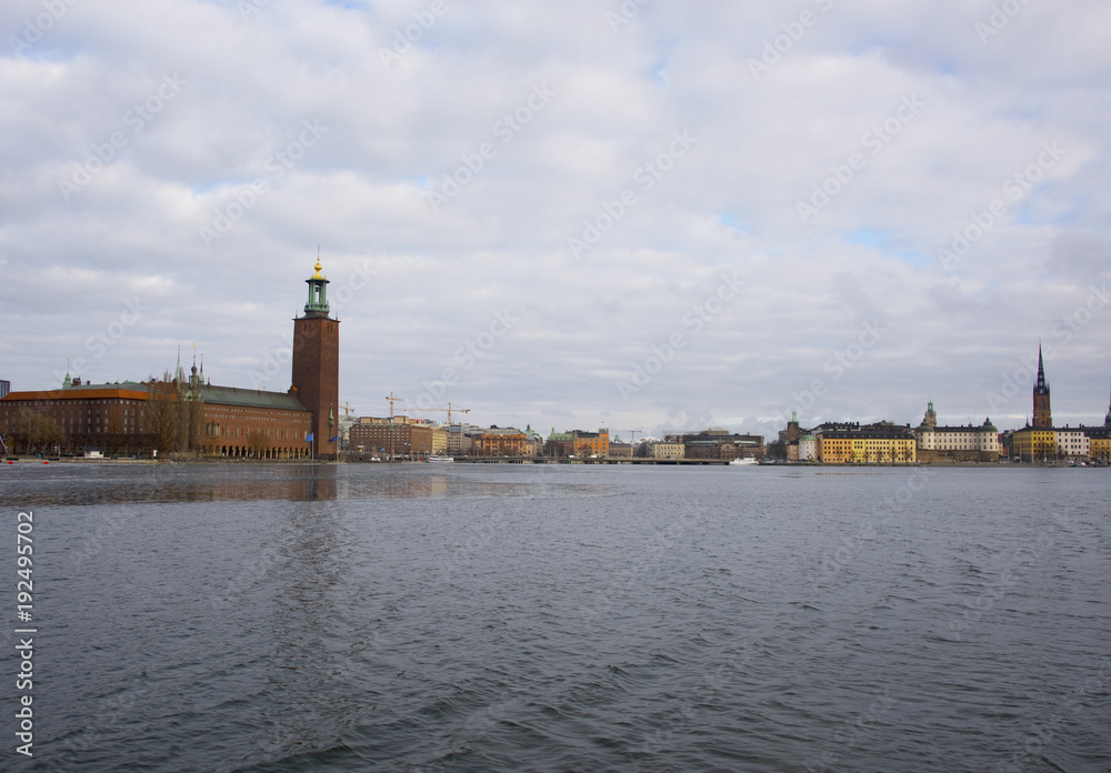 Stockholm City Town Hall a gray winter day