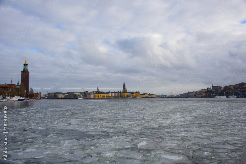 Riddarholmen The Knights' Islet a winter day in Stockholm