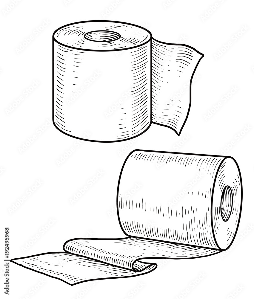 Toilet paper illustration, drawing, engraving, ink, line art, vector Stock  Vector | Adobe Stock