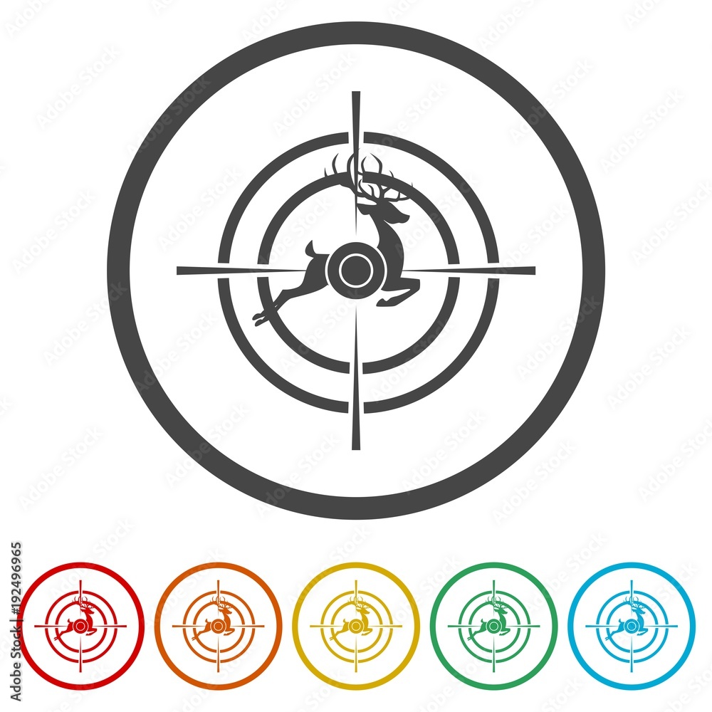 Hunting Season with Deer in gun sight, 6 Colors Included Hunting Season with Deer in gun sight, 6 Colors Included