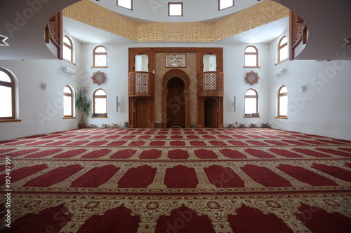 Interior of the mosque Omer ibn Hattab, Sarajevo, Bosnia and Herzegovina