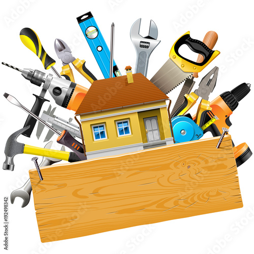 Vector Construction Tools with House