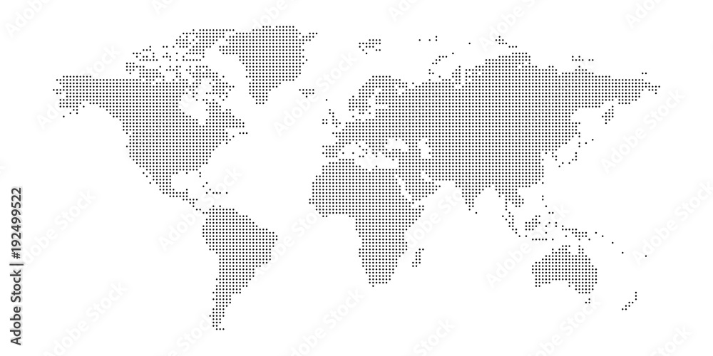 Wektor przerywana mapa świata.