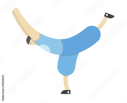a man warms up his muscles, exercises gymnastics, the athlete stretches,Vector image, flat design, animated cartoon character