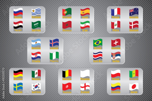 Free Download Vector flags of the country. 2018 in Russia. World Cup. Information graph of the flags of the country. - GFXLoad