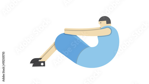 a man warms up his muscles, exercises gymnastics, the athlete stretches,Vector image, flat design, animated cartoon character