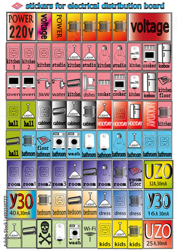 household electrical appliances stickers for electrical distribution board