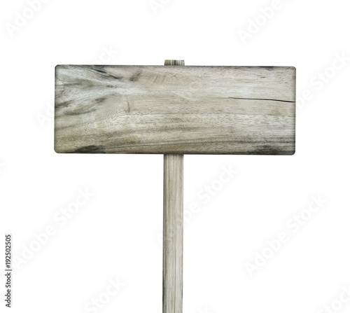 wooden sign on white background with clipping path