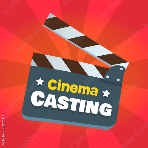 vector cinema casting bright clapper board advertisement illustration