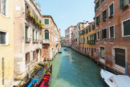 View of one of the many canals of Venice, Italy. Venice is a popular tourist destination of Europe.