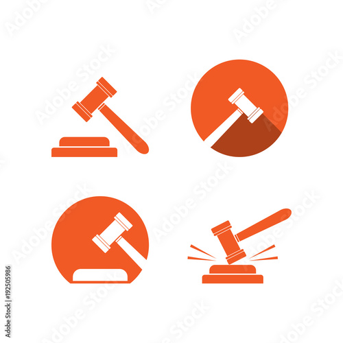 Collection of hammer law logo and icon template vector