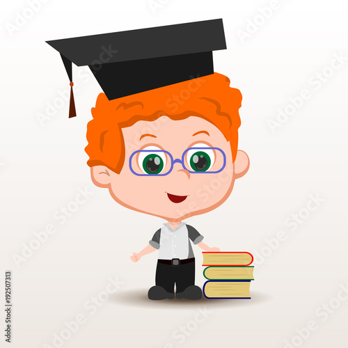 Schoolboy with books