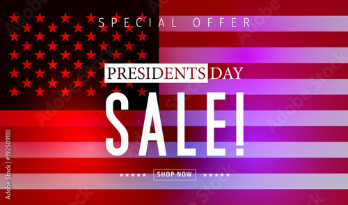 Banner for presidents day sale design . Presidents day sign on a dark blue background with 3d percent symbol. Vector illustration for business promotion.