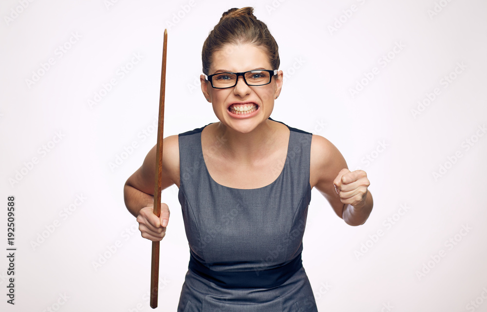 Bad teacher isolated portrait on white background Bad teacher isolated portrait on white background