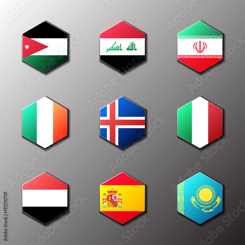 Free Download Hexagon icon set. Flags of the world with official RGB coloring and detailed emblems - GFXLoad