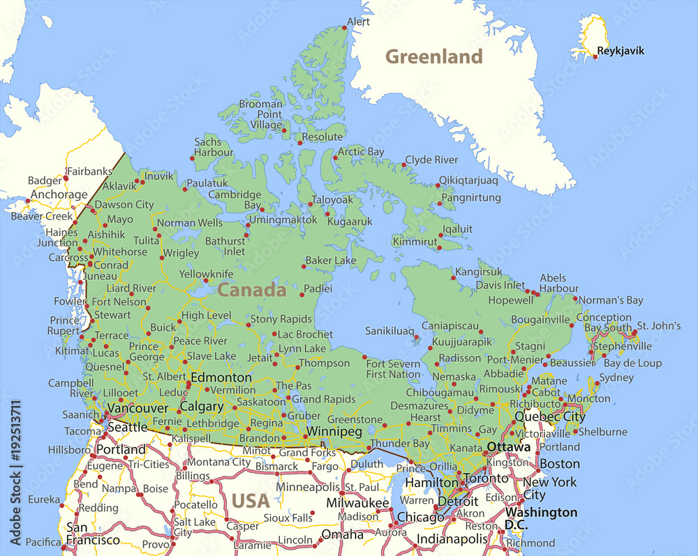 Fototapeta premium Canada-World-Countries-VectorMap-A