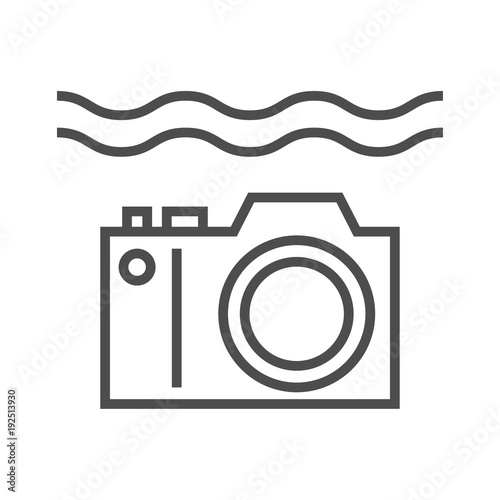 Waterproof underwater camera icon vector illustration. Outline style