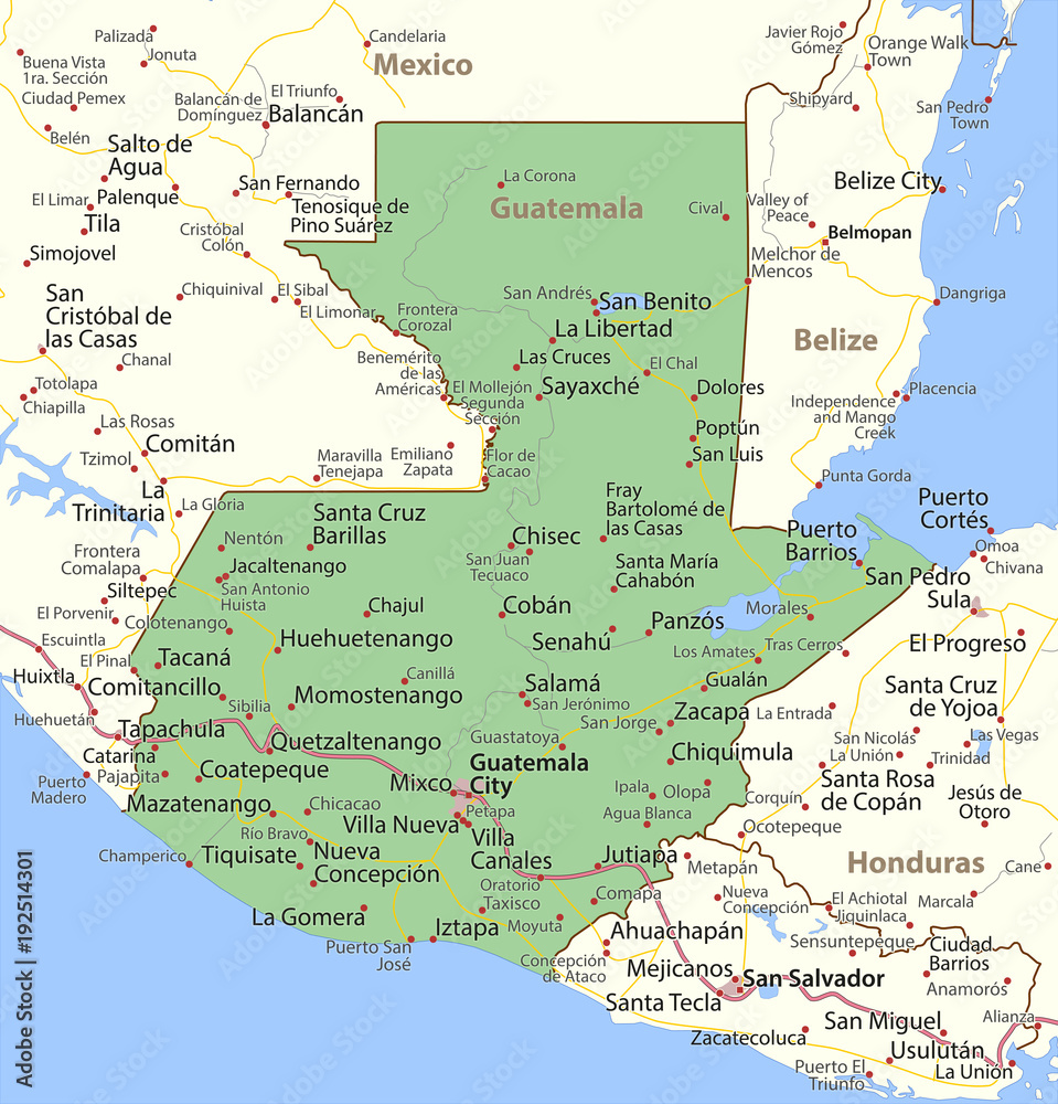 Obraz premium Guatemala-World-Countries-VectorMap-A