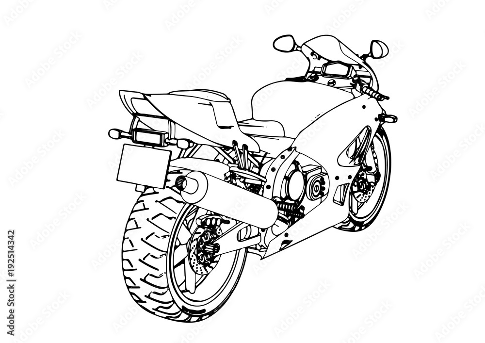sketch of a motorcycle vector.