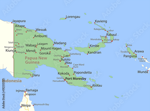 Fotografie, Obraz Papua New Guinea-World-Countries-VectorMap-A