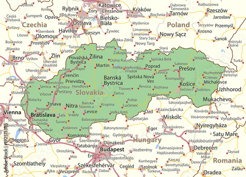 Obraz na plátně Slovakia-World-Countries-VectorMap-A