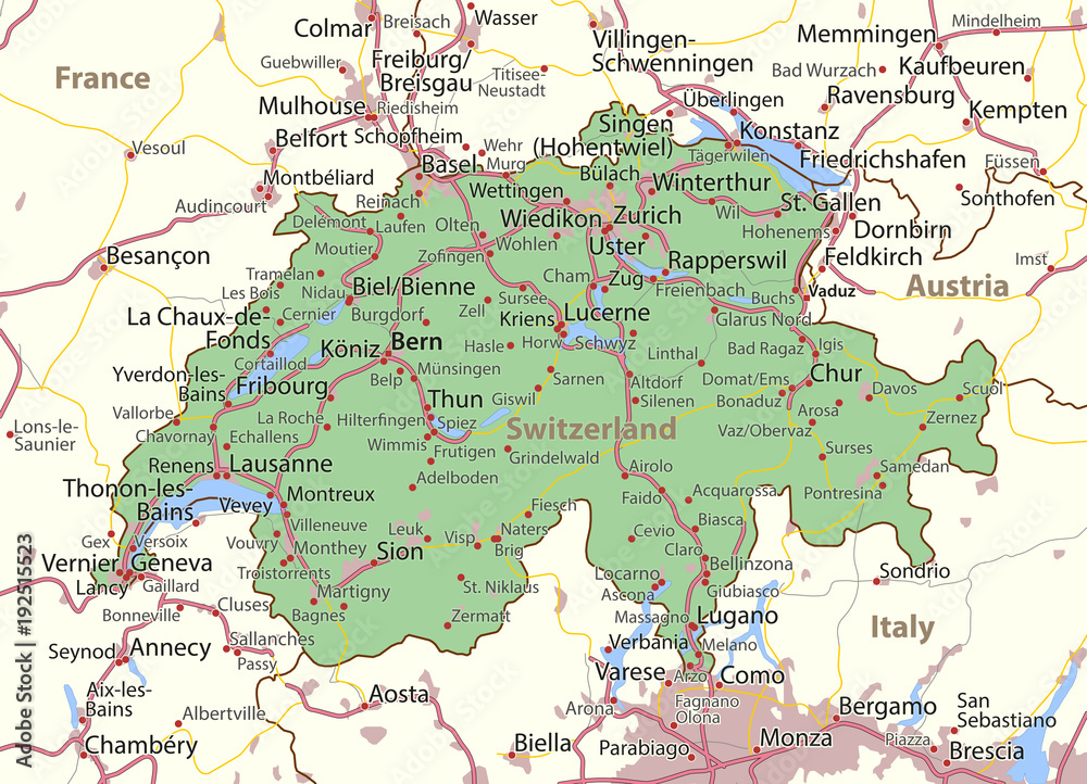 Obraz premium Switzerland-World-Countries-VectorMap-A