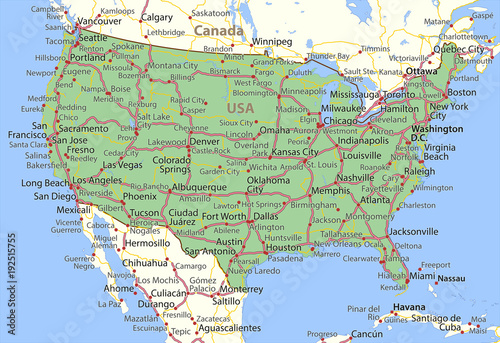 Obraz na płótnie USA-World-Countries-VectorMap-A