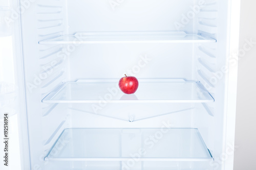 Red apple fruit in clean refrigerato inside