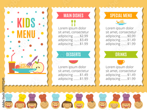 kids menu template