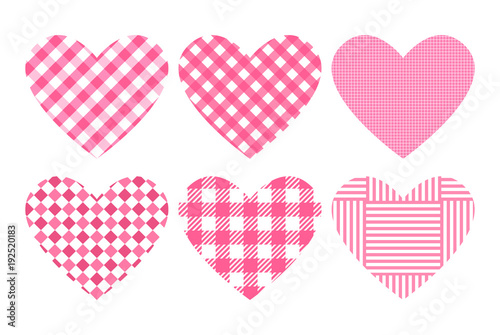 Set heart pink color trend. Substrates checkered pattern. Vector template backgrounds for Valentine's Day banner.