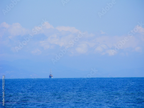 landscape blue sea with ship