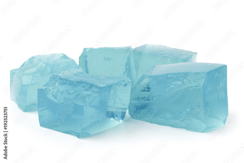 Blue ice cubes, close up. Blue ice cubes, close up.