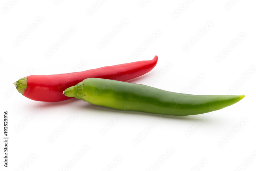 Red chilli pepper isolated on a white background.