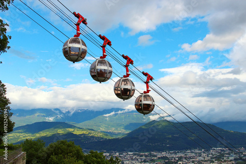 French Alps and Grenoble-Bastille cable car, France